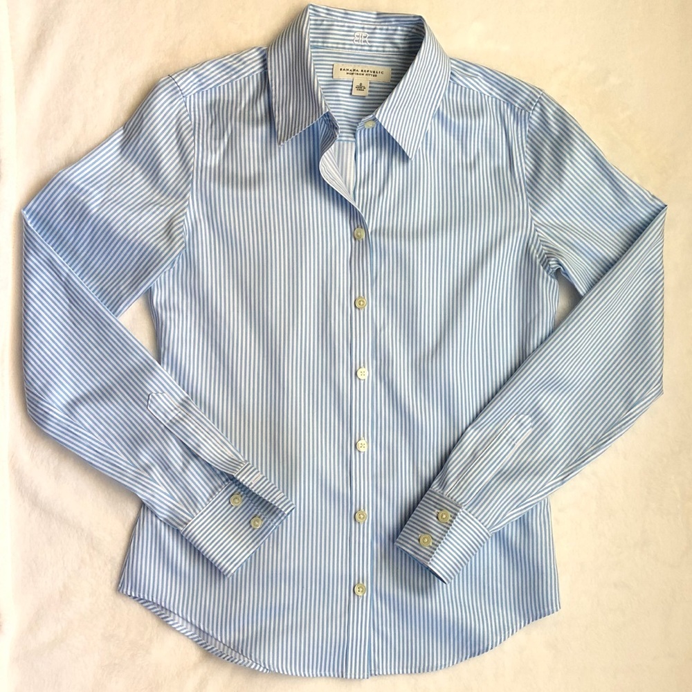 Banana Republic Blue White Stripe Top - Size 0